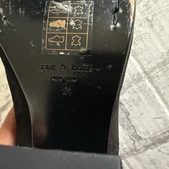 Rag & Bone Margot Black Suede Ankle Booties Heels Side Zip 3.5" Sz 41 (10.5) - Picture 8 of 10